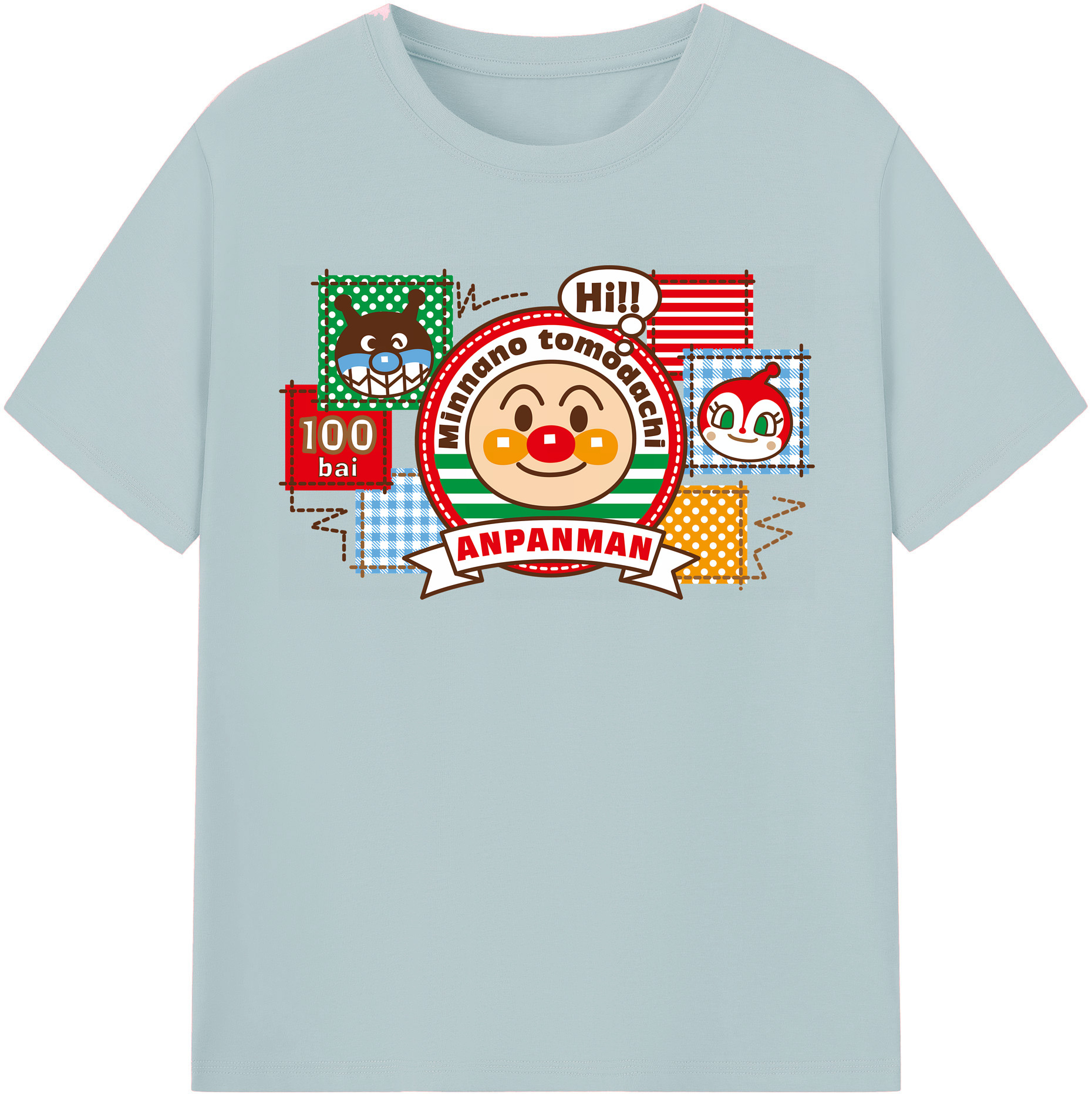 （画像用） アンパンマン Anpanman 綿100％半袖Tシャツ（フロントプリント）